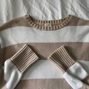 Brandy Melville Tan and White Striped Sweater